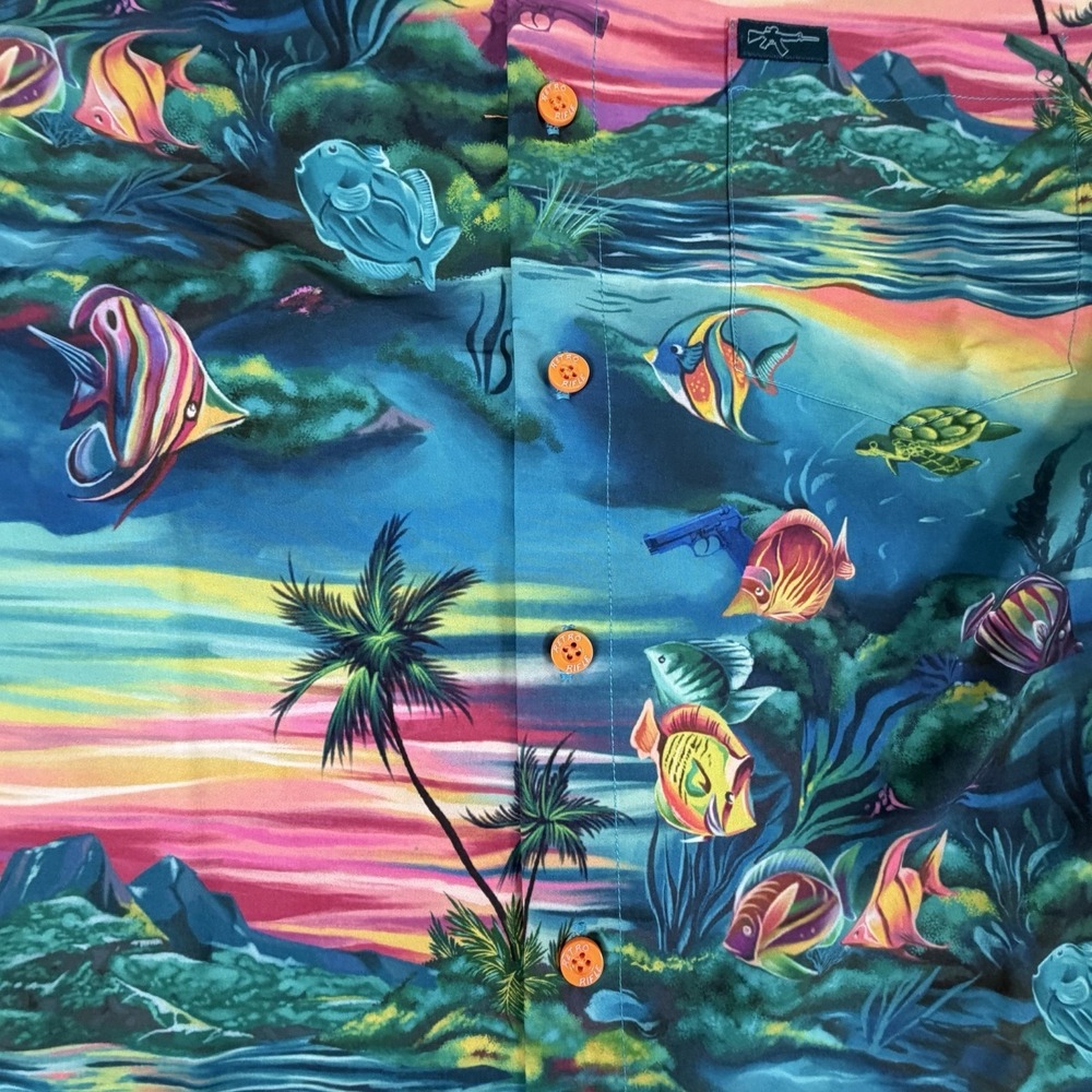 Retro Rifle VENTURA V4 Detective Ocean Print Hawaiian Button Down Shirt XS - Picture 5 of 10